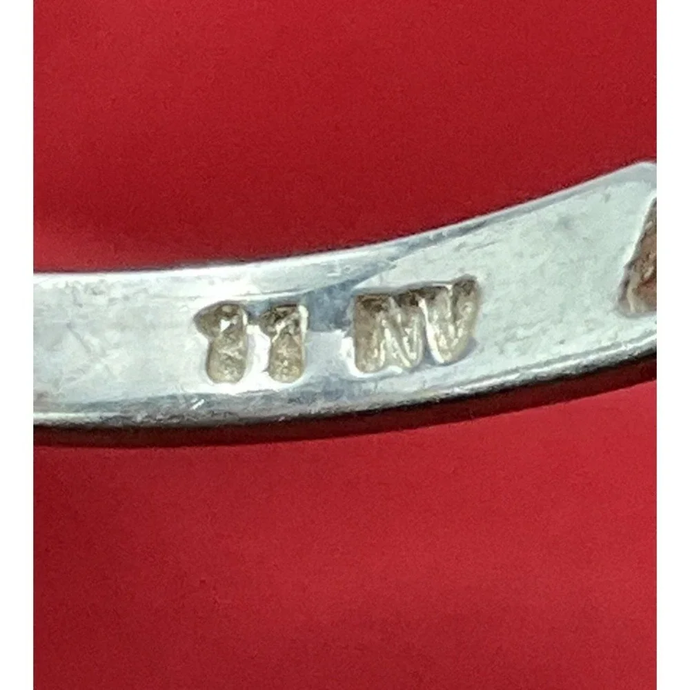Vintage Cubic Zirconia Hearts Cut Out Sterling Silver Ring Size‎ 9